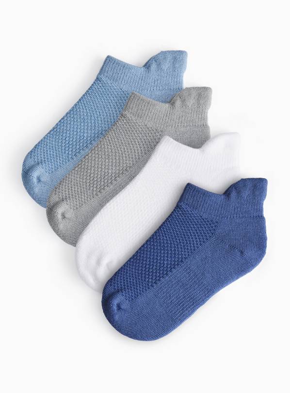 Blue Cushioned Sole Trainer Socks 4 Pack 9-12
